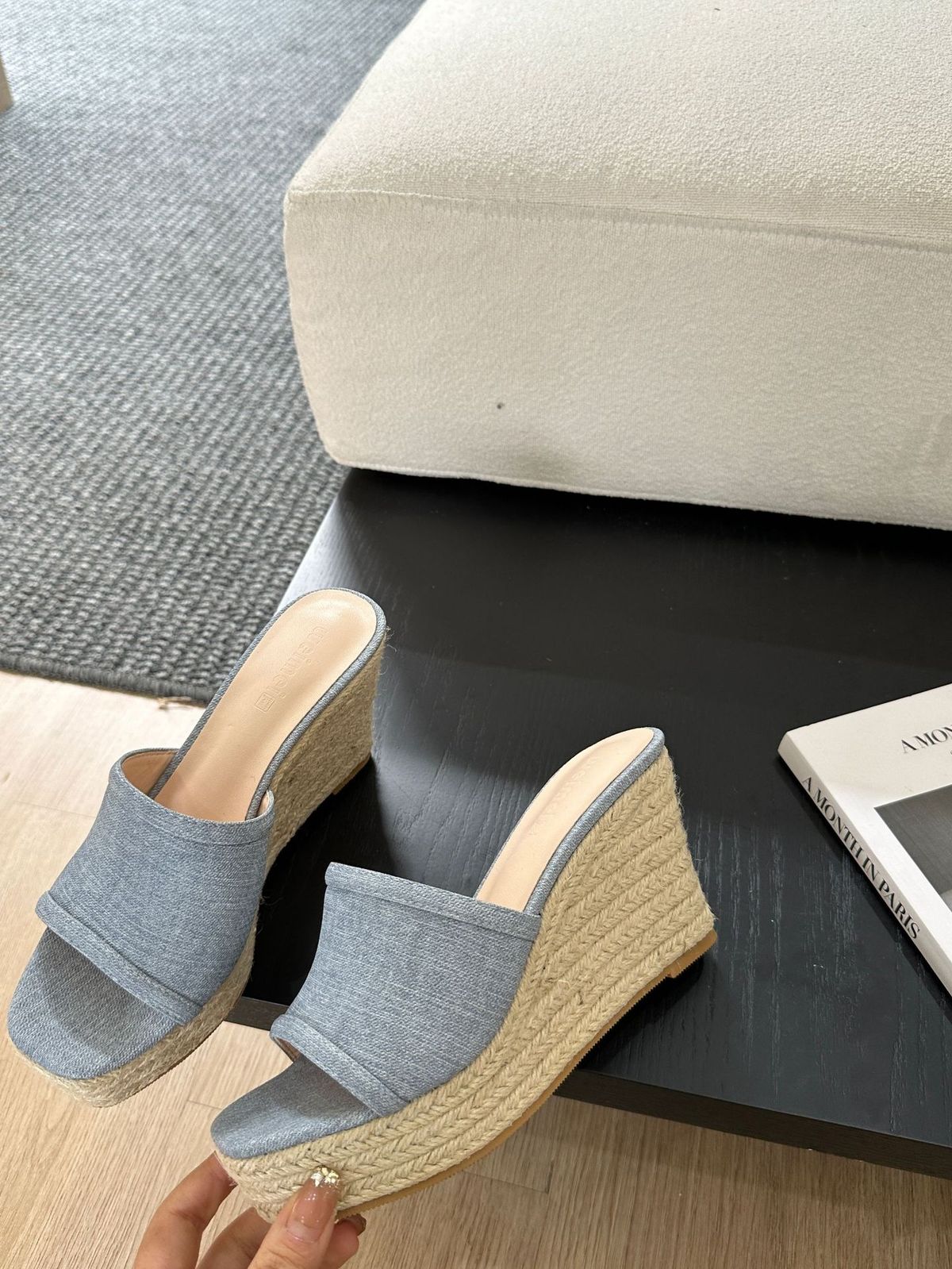 Women’s Shoes Summer New Square Head Open Toe Braided Rope Thick Bottom Wedge Heel Sandals Women's Outdoor High Heel Sandals_vogvips.com