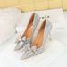 1829-H15 Style Banquet Slim Ultra High Heels Shallow Mouth Pointed Pearl Water Diamond Bow Single Shoes_vogvips.com