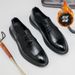 Trendy Business Formal Men's Autumn Winter Plush Cotton Leather Youth Korean Style British Black Wedding Shoes_vogvips.com