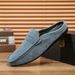 TerraStride Summer New Casual Slip-On Soft Sole Leather Shoes Half Slippers Lazy One-Step Men's Loafers_vogvips.com
