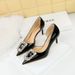 638-AK30 Style Banquet With Thin High Heels, Lacquer Leather, Shallow Mouth, Sharp Point, Side Hollow Water Diamond_vogvips.com