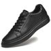 Little White Shoes Men's Cowhide Shoes Flat-soled Lace-up Soft Cowhide Casual Sports Shoes Men's Simple Low-top Board Shoes Men_vogvips.com