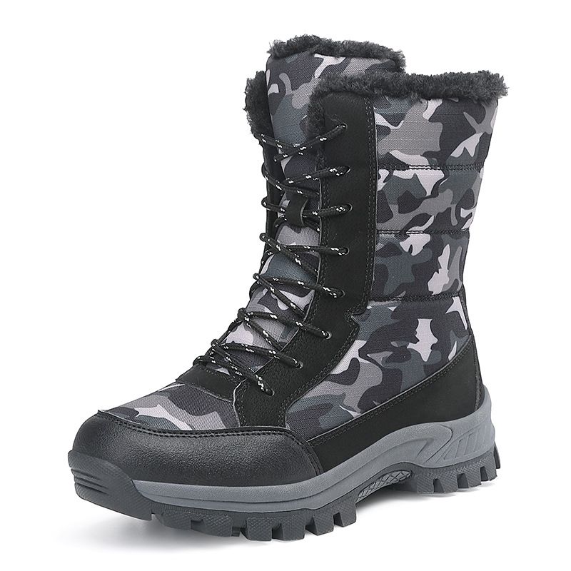New Autumn And Winter Snow Boots With Fleece For Couples, Camouflage For Warmth And Cold Protection, Outdoor Camping, Hiking And Mountaineering Shoes_vogvips.com