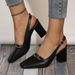 Women's plus Size Square Toe Elegant Closed Toe Sandals Chunky Heel Sexy Leather Buckle High Heels for Summer_vogvips.com