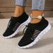 In-stock Spring/autumn Women's Shoes With Fly-knit Mesh Upper, Breathable Sneakers, Deep-cut Lace-up_vogvips.com