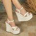 Women's Fashion Wedge Platform Sandals 15CM High Heels Waterproof PU Upper Multi-color Casual Party Evening Shoe_vogvips.com