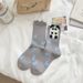 Hand Drawn Animal Print Cotton Socks Cartoon Pattern Crew Socks, Breathable Seamless Comfortable Casual Socks, Multi-Color Dotted Design_vogvips.com