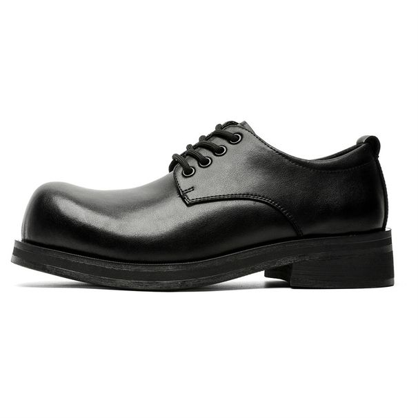 Voyage Men's Leather New Commuter Chunky High-End Versatile Casual Young Men Thick-Soled Derby Shoes 1281_vogvips.com