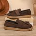 Women's Thick Soled Tassel Loafers Plus Size Retro Spring Style Comfortable Low Top Shoes_vogvips.com