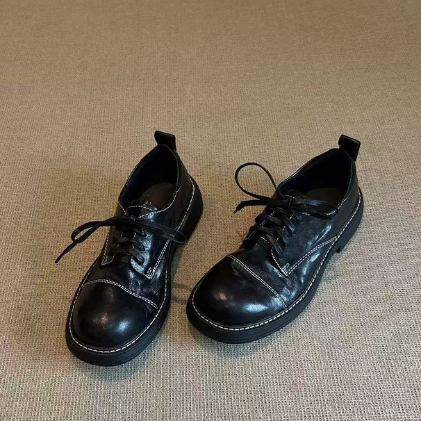 Sheepskin Version Lace-up Women's Shoes Increase Height And Show Thinness Single Shoes Loafers Women_vogvips.com