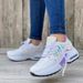 Foreign trade large size European and American new casual sports shoes for women flying woven wedge heels round toe lace up mesh breathable _vogvips.com