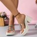 【Pre-sale | Ships In 10 Days】The New Fashion Rhinester Transparent One Word With Waterproof Platform Thick Sole High Heel Slippers Woman_vogvips.com