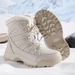 Women's Outdoor Hiking Snow Boots Waterproof Non-Slip Winter Fleece Lined Thickened Ski High-Top Northeast Cotton Shoes_vogvips.com