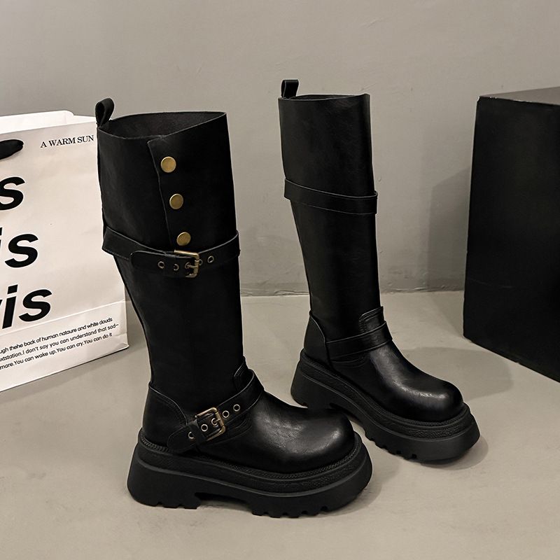 Women's Shoes Two-Way Thick-Soled Riding Women 2025 Autumn Winter New Brown Over-the-Knee Long Boots Chunky Heel_vogvips.com