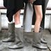 Classic Square-Toe Chelsea Boots - Low Block Heel Ankle Boots For Women | Slip-On Design | Versatile Black & Grey | Winter & Fall Fashion_vogvips.com