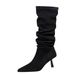 2639-1 Casual Long For Women, Thin Heel, Pleated Stacked Boots, Pointed Toe, High Elastic Knee-High Riding Boots_vogvips.com