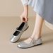 Silver Single Shoes Women's Flat French One-word Strap Ballet With Skirt Mary Jane Women's Shoes_vogvips.com