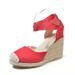 2020 Summer New Women's Wedge Heel Peep-Toe Sandals, Wish Bestseller, Large Size, Strappy, Straw-Woven, Rope Flat_vogvips.com