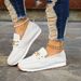 Women's Slip-On Loafers With Thick Soft Sole - Breathable Platform Shoes For Casual Wear - Round Toe Fashion Sneakers - Black & White_vogvips.com