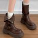 British Style Martin For Women 2025 New Spring And Autumn Single Women's Shoes Mid-Calf Thick Sole Black Short Boots_vogvips.com