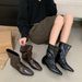 French Style Elegant Small Square Toe Hidden Heel Slim For Women 2024 Autumn Winter New Back Zipper Versatile Short_vogvips.com