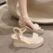 2026 Summer New Wedge Sandals With Thick Soles, Height-Increasing Rhinestone Women's Shoes, One-Strap High-Heel Platform_vogvips.com