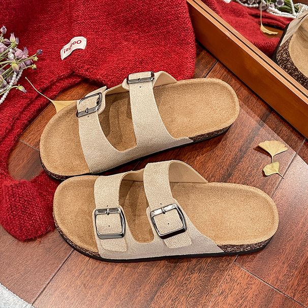 Women's New Thick-soled Slippers For Spring And Autumn, Lazy Home Half-slippers, French Sweet And Fashionable Outdoor Cork_vogvips.com