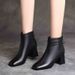 Women's Short Thick Heel Single Fleece-Lined Martin Autumn Winter New Square Toe Mid-Heel With Cotton Snow Boots_vogvips.com