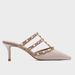 Heels Sandals Women Chunky Heel Pumps V Alentino Rivet Sandals Nude Patent Leather Studded Pointed Toe Stiletto Heel Mules For Women New Slip On Back_vogvips.com