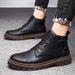 Casual Martin Boots Men's Shoes Fleece Medium Top Black High Top Tooling Boots_vogvips.com