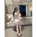 New Open-toe Rhinestone Mink Fur Snake-shaped Wrap-around Strap Sandals With Fairy-style Elegant Fluffy Stiletto High_vogvips.com