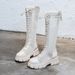 Wide Tube Thick Leg Hollow Mesh Summer Plus Size Women's Shoes 41 To 43 Internet Celebrity Over-the-Knee Long Boots 42_vogvips.com