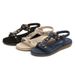 Ladies Bohemian Rhinestone Large Size Flat Sandals Women Beach Vacation Shoes_vogvips.com