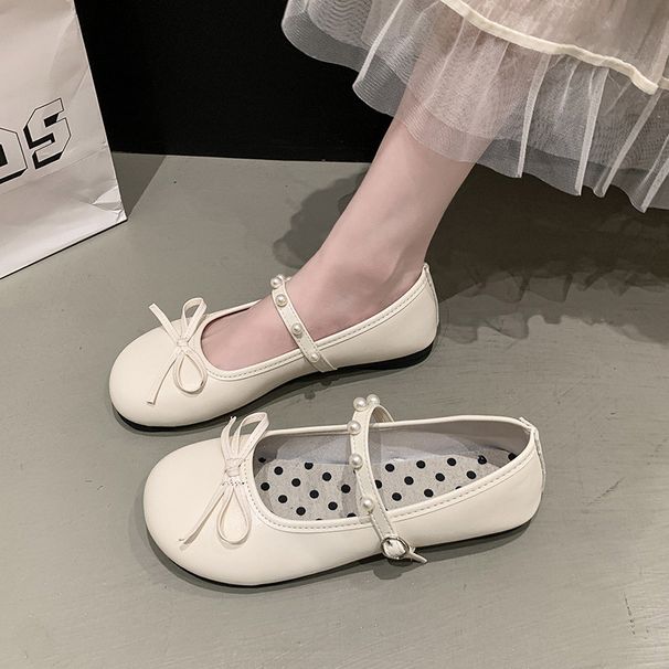 French Retro Ballet Silver Small Leather Shoes Women's Flats Soft Soles Comfortable Red Single Shoes Round Head Mary Jane Women's Shoes_vogvips.com