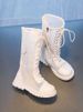 Children's Thin Spring & Fall Cut Out Flats High-Top Boots_vogvips.com