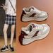 New Versatile Autumn And Winter, Thick Soled Women's Board Shoes, Height Increasing Casual Patchwork Leather Sports_vogvips.com
