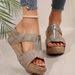 New Plus Size Women's Shoes Summer New Cross Thick Soled Rivet Buckle Cool Wedge Heel Slippers Independent_vogvips.com