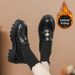 platform-soled Loafers, Velvet Small Leather Shoes, Women's Gold Coins, One Pedal_vogvips.com