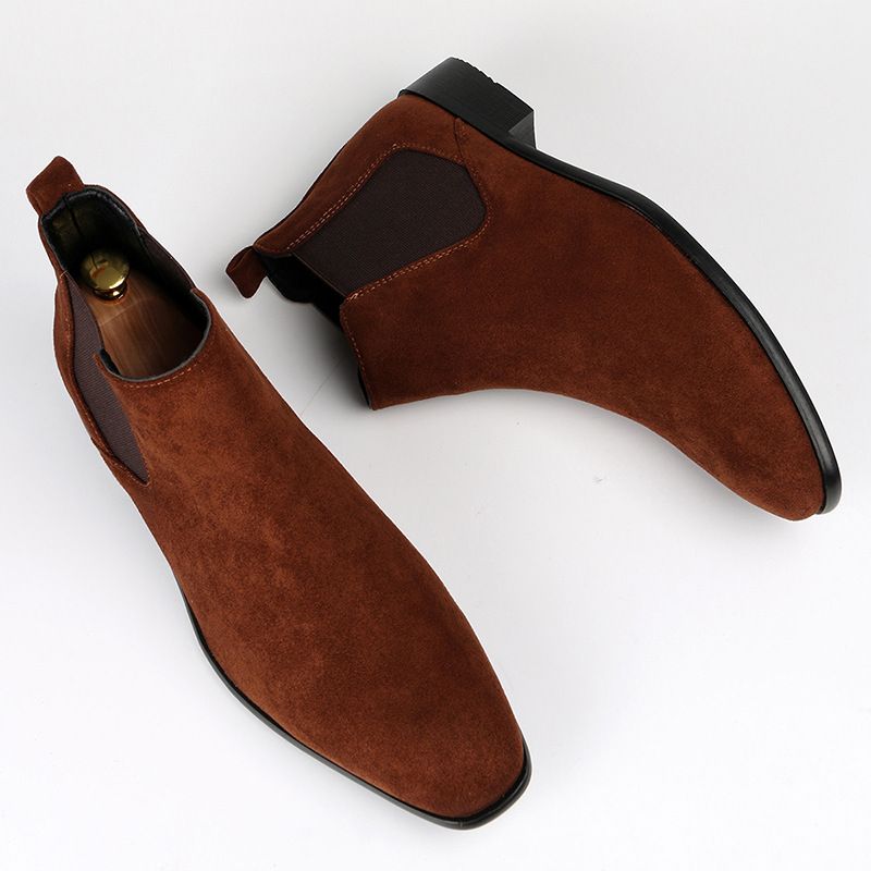 Square Toe Shoes Small Versatile Fashion Men's Short Ankle Boots_vogvips.com