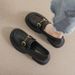 Platform Loafers Women's Retro British Style One-pedal Soft-soled Small Leather Shoes Large Size Women's Shoes_vogvips.com