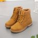 Women's Chunky Sole Ankle Boots - Waterproof Slip-Resistant Martin Boots For Winter, Round Toe Lace-Up Casual Shoes (Yellow, Black, Beige, Pink)_vogvips.com