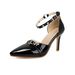 2026 Spring New Arrivals Women's Pointed Toe Open Toe Sandals, 40-43 Large Size Rhinestone Buckle Stiletto Heel Dress Shoes_vogvips.com