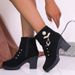 Plus Size 2024 Autumn Winter New High Chunky Heel Women Zipper Short Boots Waterproof Platform Thick Sole Rhinestone_vogvips.com