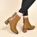 ShoeVault Soft Short Women, Chunky Pointed Toe, Elegant Mom Shoes, Mid Heel, Comfortable For Autumn And Winter, Fleece Lined_vogvips.com