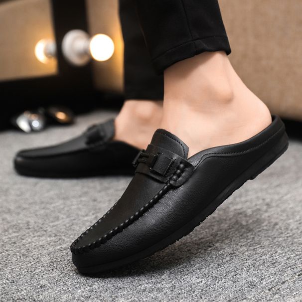 Casual Thin High-end Business Black Le Fu Dou Men's Shoes Outdoor Breathable Trend Soft Leather Waterproof_vogvips.com
