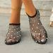 Women's Sexy Glitter Slip-On Sandals - 2025 Spring Summer Hollow-Out Mesh Shoes With Rhinestones, Stretchy Band For Comfort_vogvips.com