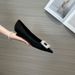Women's French Style Low Heeled Single Shoes Black Versatile For Spring Autumn Winter Retro Rhinestone Temperament_vogvips.com