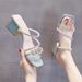 Women's Summer Outdoor Slippers 2025 New Trendy Rhinestone Shoes Fashion Chunky High Heels Mid Heel One-Strap Sandals_vogvips.com