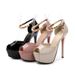 Spring Autumn Fish Mouth Waterproof Platform Hentian High And Thin Heel Metal Buckle Back Strap Women's Sandals Lacquer_vogvips.com