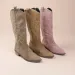Embroidered Western Cowboy Boots For Women Autumn Pointed Toe Thick Heel High Knee Boots Woman Loose PU Leather Long Botas Mujer_vogvips.com